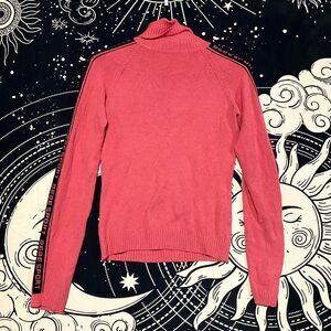 Bebe Sport Sweater Women's Pink Knitted Pullover Turtleneck Raglan Sleeve Y2K